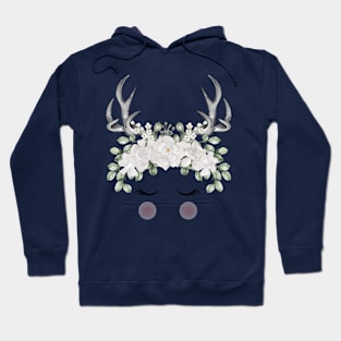 Deer Antlers White Flower Hoodie